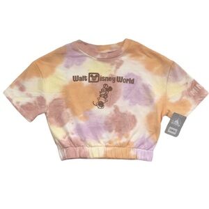 Disney Minnie Mouse Tie Dye Embroidered Cropped Sweatshirt